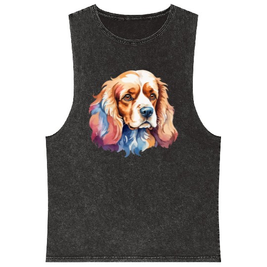 American Cocker Spaniel Watercolor Mineral Wash Tank Tops