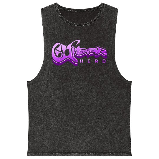 Guitar Hero - Typography Design Mineral Wash Tank Tops