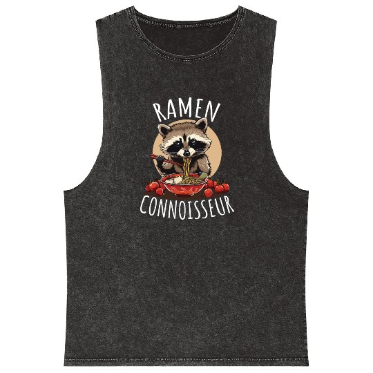 Raccoon Ramen Connoisseur Mineral Wash Tank Tops