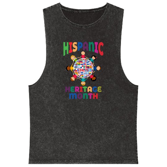 Hispanic Heritage Month Kids Countries Flags World Mineral Wash Tank Tops