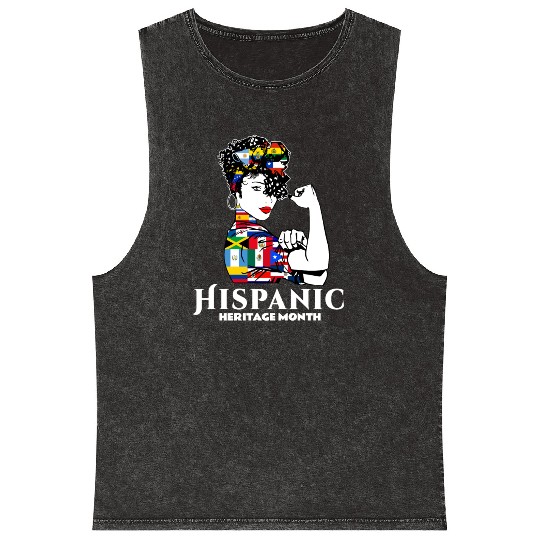 Hispanic Heritage Month Latino Countries Flag Mineral Wash Tank Tops