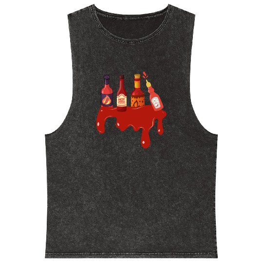 Hot Sauce Hot Sauces Foodie Tea Spicy Hot Mineral Wash Tank Tops