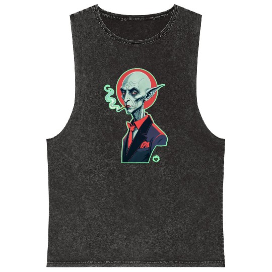 NOSFERATU WEED Mineral Wash Tank Tops