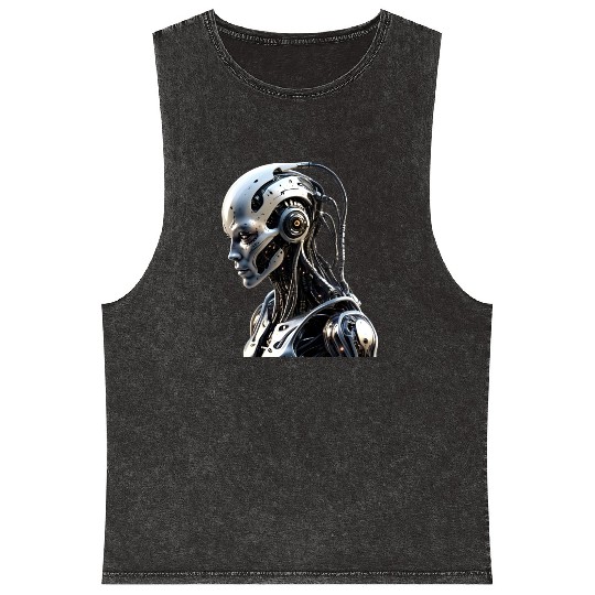 Cyborg Robot Milton Mineral Wash Tank Tops