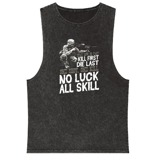 Veteran Design - No Luck All Skill Mineral Wash Tank Tops