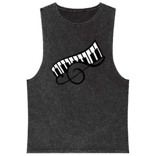 Music Clef Note Keyboard Piano Keys Party Treble Mineral Wash Tank Tops