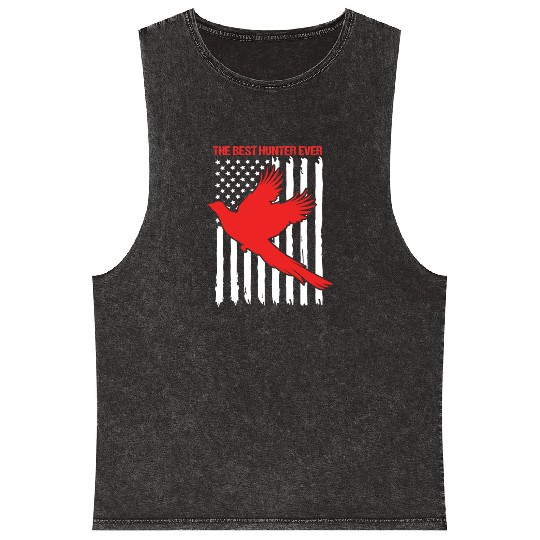 4th Of July US Flag Best Hunter Pheasant Hunting Mineral Wash Tank Tops