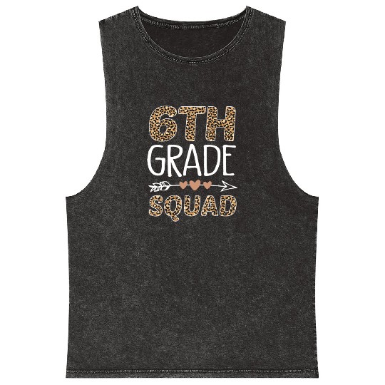 6th Grade Squad Leopard Teacher Student Mineral Wash Tank Tops