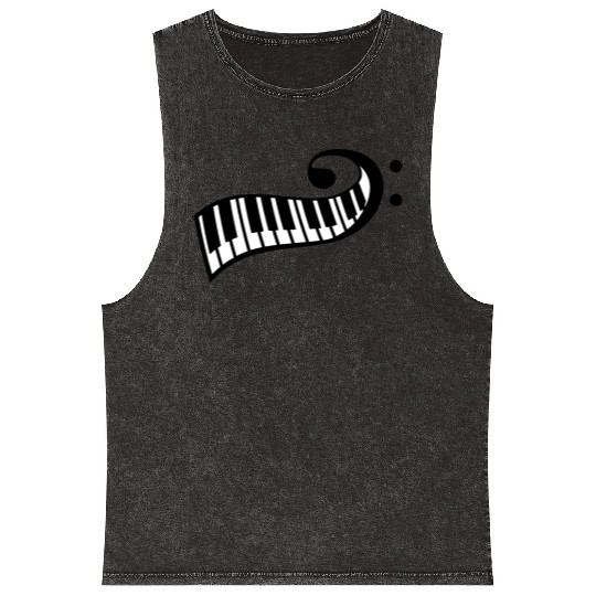Keyboard Music Bass Note Piano Keys Party Design Mineral Wash Tank Tops