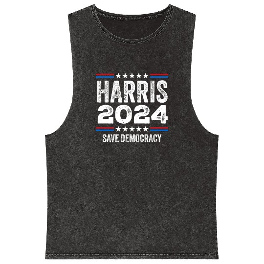 Kamala Harris 2024 Save Democracy US Election Mineral Wash Tank Tops