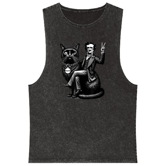 Edgar Allan Poe Riding Mineral Wash Tank Tops
