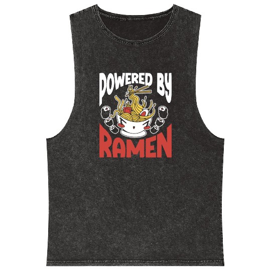 Powered By Ramen Anime Japanese Soup Cup Noodle Mineral Wash Tank Tops