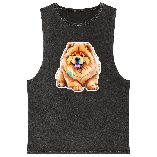 Chow Chow Watercolor Mineral Wash Tank Tops