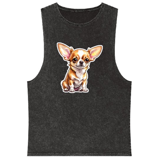 Chihuahua Watercolor Mineral Wash Tank Tops