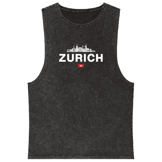 Zurich Switzerland Swiss Alps Lake Zurich Mineral Wash Tank Tops