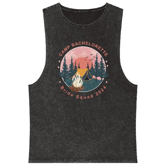 Camp Bachelorette - Camping Bride squad 2024 Mineral Wash Tank Tops