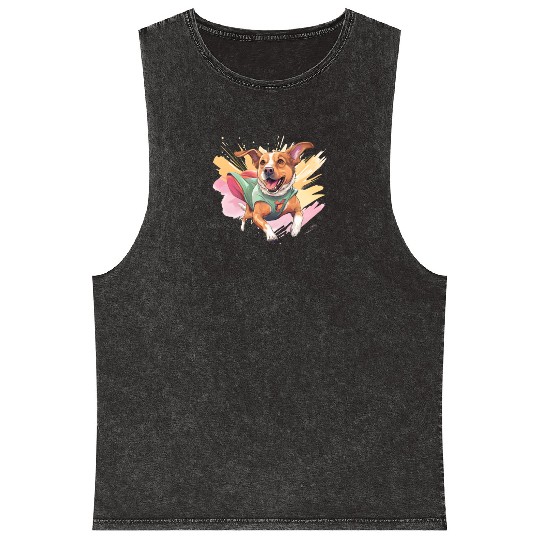 Superhero Mutt Dog Mutt Lover Mineral Wash Tank Tops