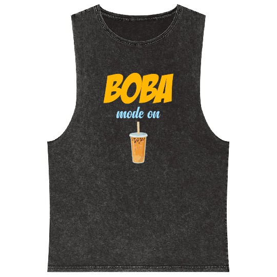 Boba Mode On Tea Lover Bubble Japan K-pop Korean Mineral Wash Tank Tops
