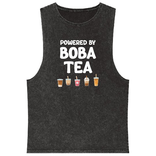 Powered By Boba Tea Bubble Japan K-pop Korean Mineral Wash Tank Tops