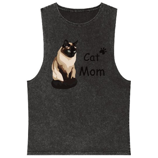 Cat mom Mineral Wash Tank Tops