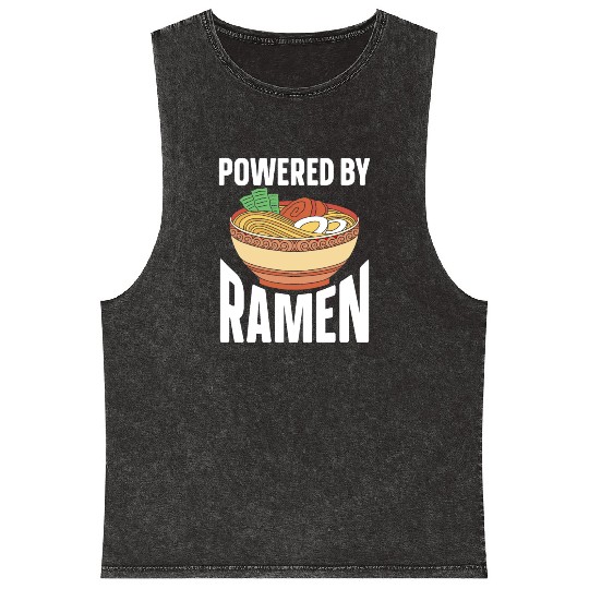 Powered By Ramen Anime Japanese Soup Cup Noodle Mineral Wash Tank Tops