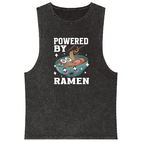 Powered By Ramen Anime Japanese Soup Cup Noodle Mineral Wash Tank Tops