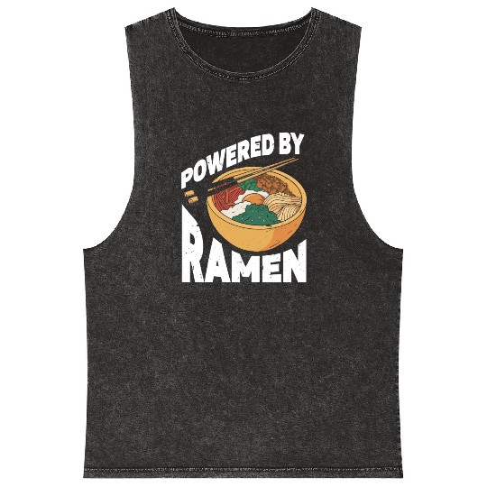 Powered By Ramen Anime Japanese Soup Cup Noodle Mineral Wash Tank Tops