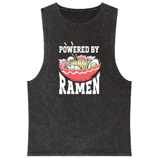 Powered By Ramen Anime Japanese Soup Cup Noodle Mineral Wash Tank Tops