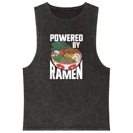Powered By Ramen Anime Japanese Soup Cup Noodle Mineral Wash Tank Tops