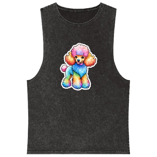 Poodle Watercolor Mineral Wash Tank Tops