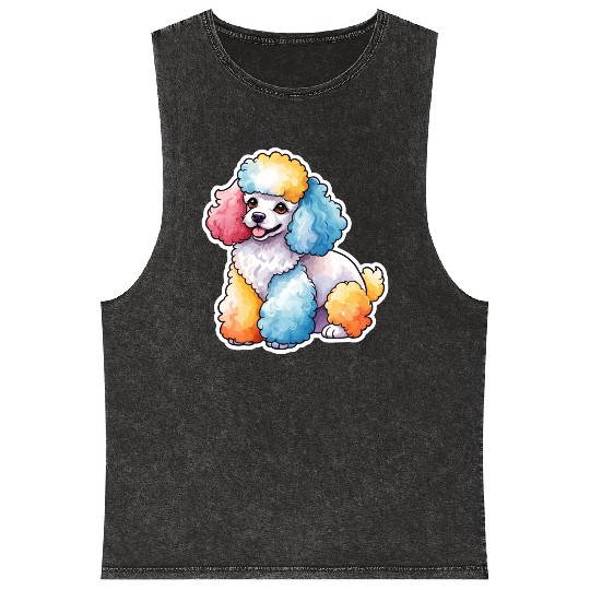 Poodle Watercolor Mineral Wash Tank Tops