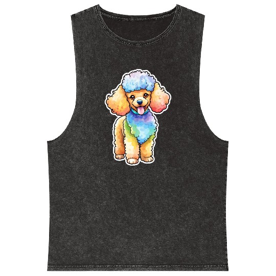 Poodle Watercolor Mineral Wash Tank Tops