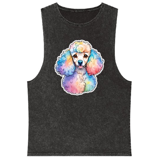 Poodle Watercolor Mineral Wash Tank Tops