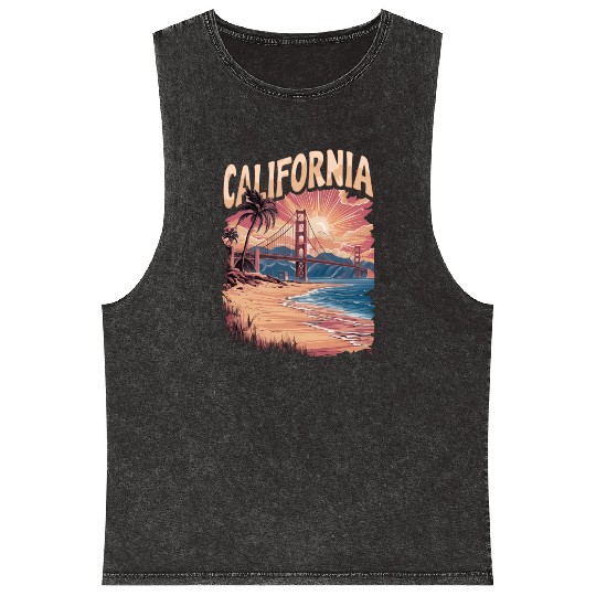 CALIFORNIA GOLDEN GATE BRIDGE BAY AREA Mineral Wash Tank Tops