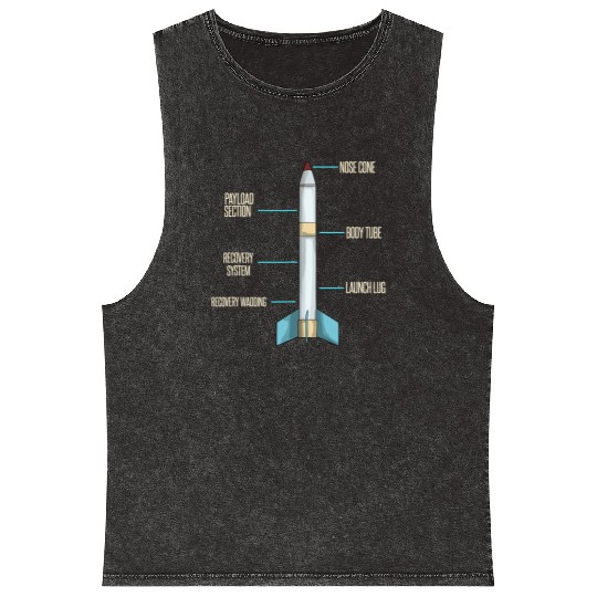 Aerospace Model Rocket Kit Drawing Design Mineral Wash Tank Tops