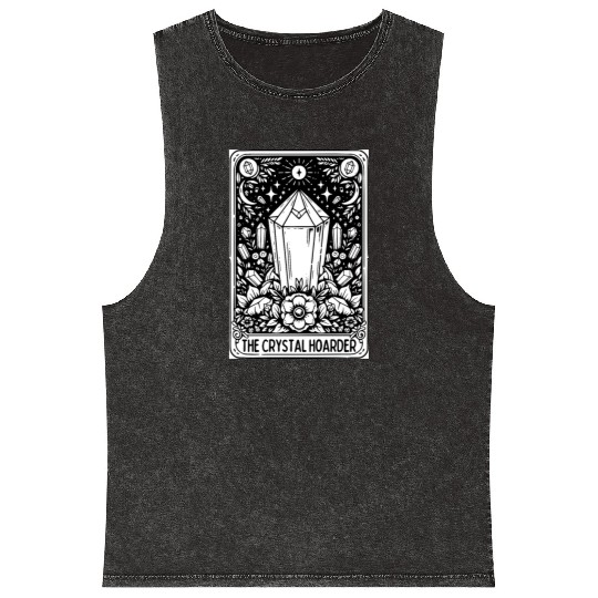 Crystal Hoarder Tarot Card Mineral Wash Tank Tops