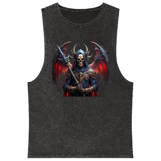Mysterious skull with giant vampire wings Mineral Wash Tank Tops