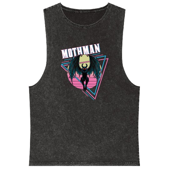 Mothman Retro Vintage Monster Creepy Cryptid Mineral Wash Tank Tops