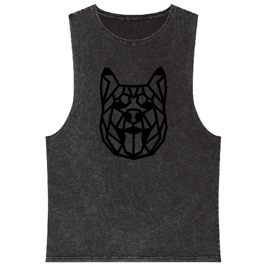Husky Geo-Howl: Bold Designs for Winter Warriors Mineral Wash Tank Tops