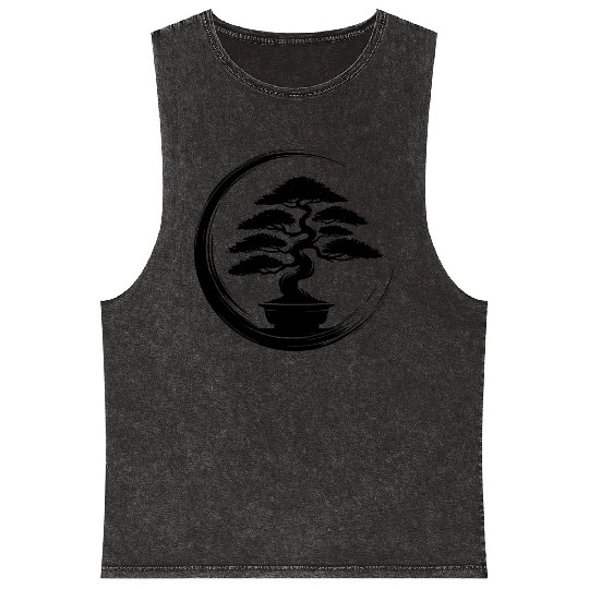 Beautiful Old Bonsai Tree At Sunrise Mineral Wash Tank Tops