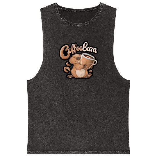 Coffeebara Capybara Coffedrinker Mineral Wash Tank Tops