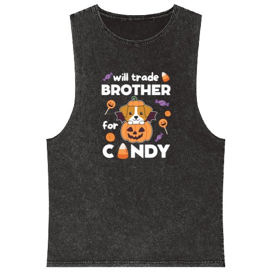Jack Russell Halloween Trade Brother For Candy Mineral Wash Tank Tops