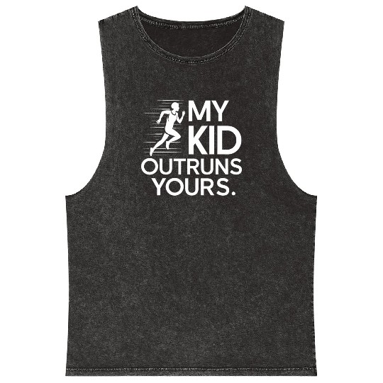 Track and Field Mom My Kid Outruns Yours Mineral Wash Tank Tops