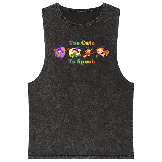Too Cute to Spook Halloween Trick or Treat Mineral Wash Tank Tops