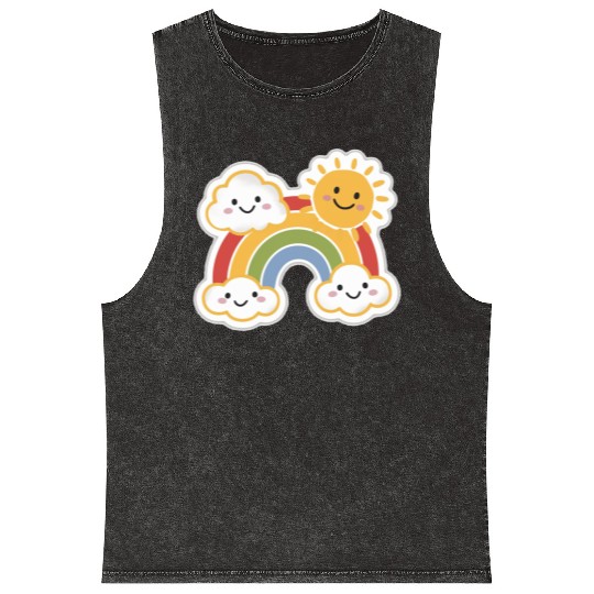Rainbow Bright Mineral Wash Tank Tops