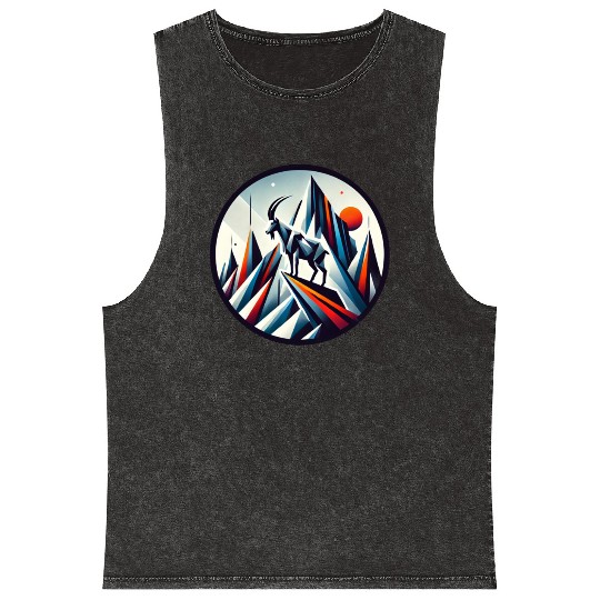 Abstract mountain goat Mineral Wash Tank Tops