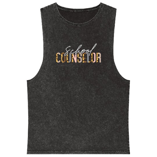 School Counselor Leopard Cheetah Mineral Wash Tank Tops