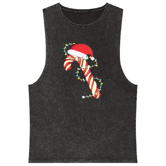 Christmas Candy Cane Santa Xmas Kids Toddler Youth Mineral Wash Tank Tops
