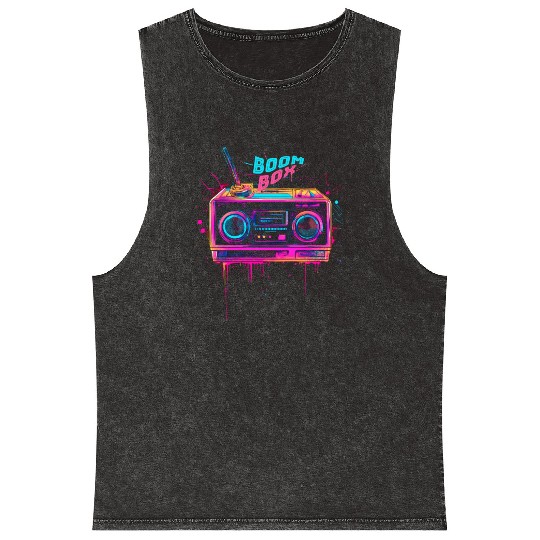 boombox 80s music Mineral Wash Tank Tops