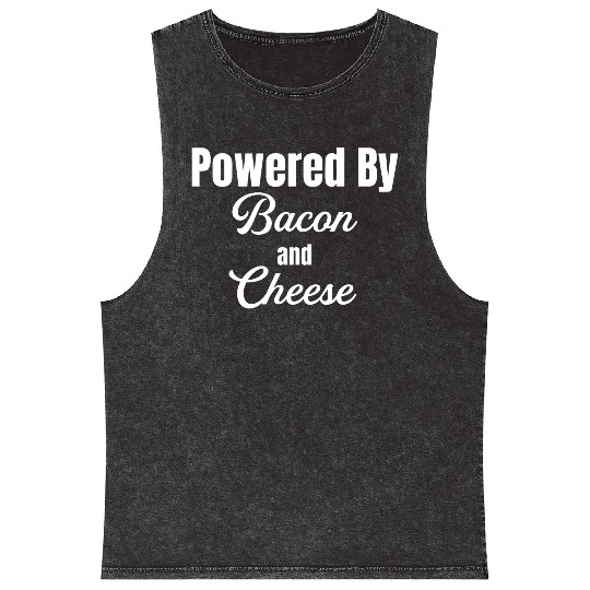 Powered By Bacon and Cheese Meaty Barbecue BBQ Mineral Wash Tank Tops